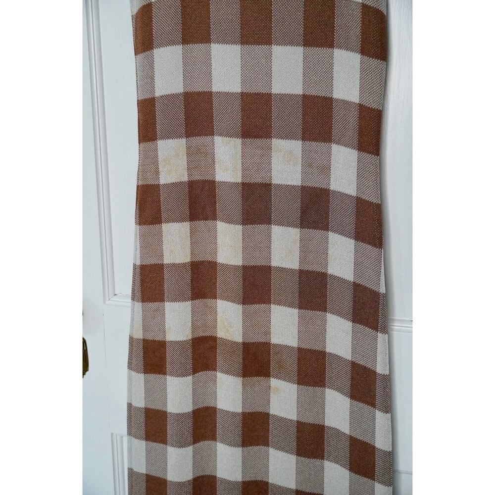 TOCCIN Emerson Midi Dress Sleeveless Gingham Check Knit Brown White Size XS - Picture 5 of 10